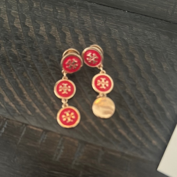 Tory Burch Red and Gold Resin Earrings - RARE!!! - Picture 2 of 6